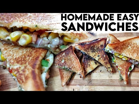 Quick homemade sandwich recipe | 3 types of sandwich | Homemade tawa sandwich Toast recipe |