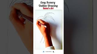 Easy Scenery Outline Drawing ♥️#drawinglessonsforkids #drawingclassesforkids #art #drawing