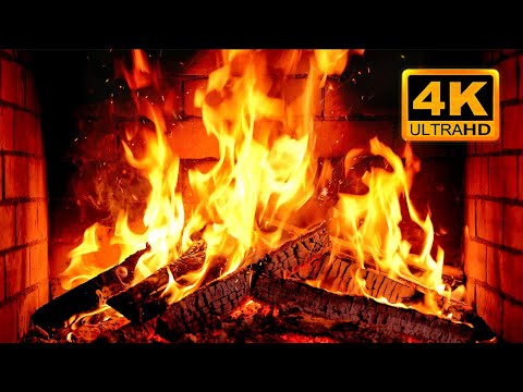 FIREPLACE 4K 🔥 Fireplace video with Burning Logs & Fire Sounds. Christmas Fireplace