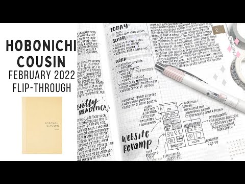 February Planner Spreads Flip-Through | 2022 Hobonichi Cousin Planner