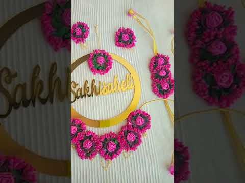 Flower jwellery,beautiful flower jwellery,haldi special,wedding season,indian wedding,pink flower