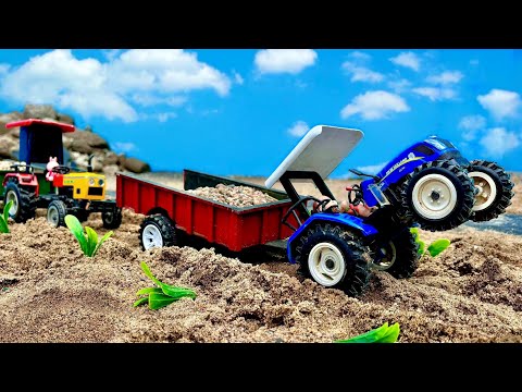 New Holland 3630 Stunt After stuck in mud with Material loaded trolley Tractor | HMT 5911 | JCB 3DX