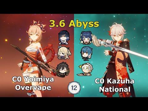 C0 Yoimiya Overvape & C0 Kazuha National - Spiral Abyss Floor 12 - Genshin Impact