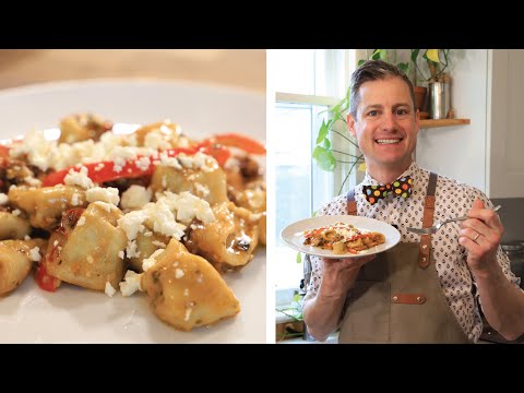 Gluten Free Tortellini Pasta with Wild Leeks & Feta in a Rose Sauce