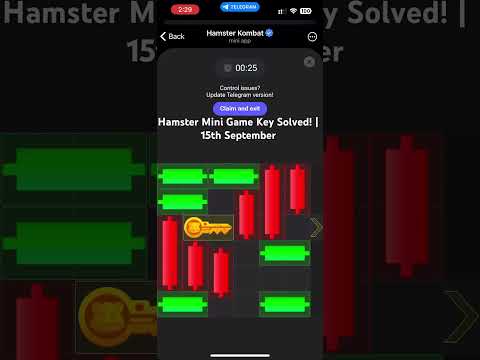 Hamster Mini Game Key Solved! | 15th September #HamsterMiniGame #KeySolved #hamsterkombat