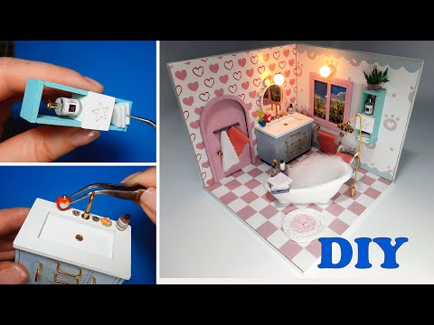 DIY Dollhouse. Miniature bathroom. #dollhouse #roombox #bathroom