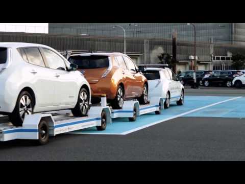 Nissan's driverless towing system at Oppama Plant