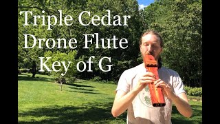 Aromatic Cedar Triple Drone Flute Key of G - Elemental Flutes