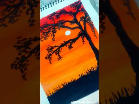 How to draw a sunset | Painting #shorts #ytshorts #tumsehi #painting