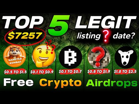 TOP 5 Free crypto Airdrops 2024 - 100% Legit || Listing Soon - Claim withdraw and sell - mining app