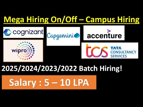 Capgemini, Accenture, TCS, Wipro On/Off Campus Hiring | Salary : 5 - 10 LPA 🔥🔥