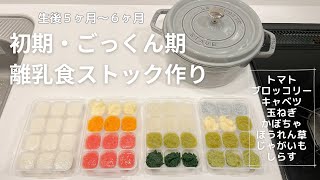 [ 離乳食初期 ] 赤ちゃんがよく食べる😋！離乳食ストック作り🥕🥬｜5〜6ヶ月👶｜便利グッズ🥄