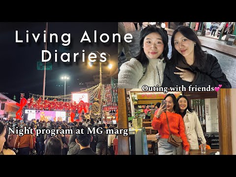 Living Alone Diaries | night program in Mg marg🎇 & outing with friends 💕