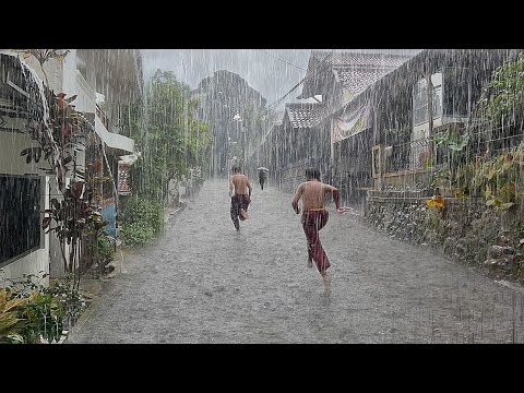 heavy rain in my cold village | non-stop rain all day | fell asleep instantly to the sound of rain