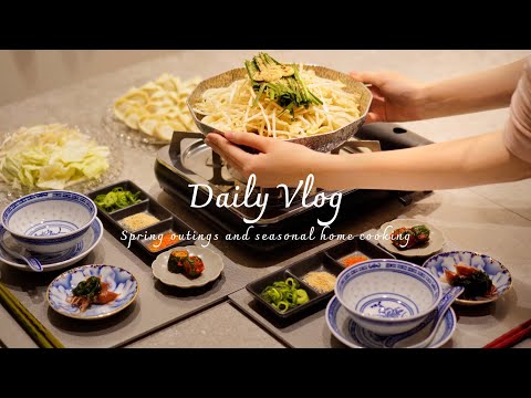 【料理好き主婦のVlog】春を感じる副菜と家族が喜ぶ水餃子鍋/ 簡単鍋レシピ/お店の味を再現/ ホタルイカレシピ/ 大好きな美術個展を見に京都へ/ Japanese spring Kyoto vlog