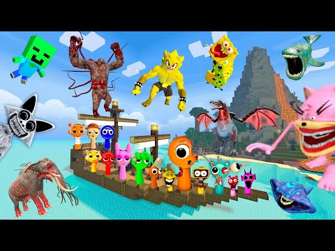 🚢 MINECRAFT SPARTAN KICKING ZOOCHOSIS ANIMALS SONIC TAPES ZOONOMALY SPRUNKI FAMILY in Garry's Mod !