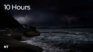 Lightning Ocean Thunderstorm | Stormy Weather Ocean Waves, Rolling Thunder & Rain Sounds for Sleep