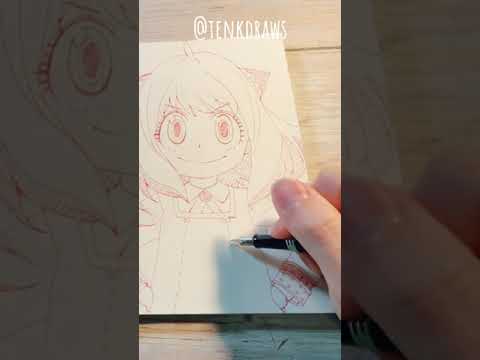 Fountain pen drawing anime | Anya Forger安妮亞 佛傑| SPY×FAMILY |TenK Draws #spyxfamily #fanart #shorts