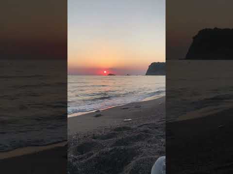 Beautiful sunset view at Buljarica beach in Montenegro filled with relaxing sounds of the sea.