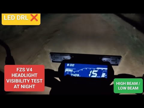 Yamaha fzs v4 2024 headlight test at night l fzs v4 headlight visibility test l fzs v4 led drl test