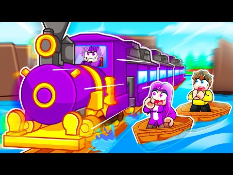 Cheating with a TRAIN in Roblox Build a Boat…