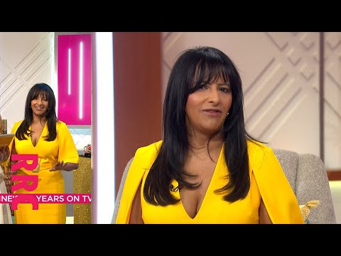 Ranvir Singh @Vneck cleavage in sunny yellow Karen Millen