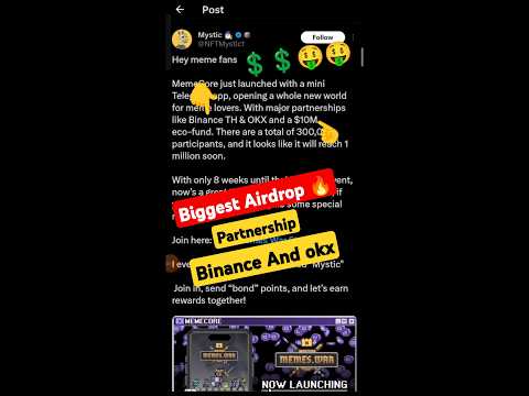 Biggest Airdrop Binance  okx 🤑 #freeairdrop #telegrambot #explore #shorts #newairdrop