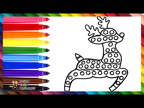 Draw and Color a Reindeer POP IT 🦌🔴🟠🟡🟢🔵🟣 Drawings for Kids