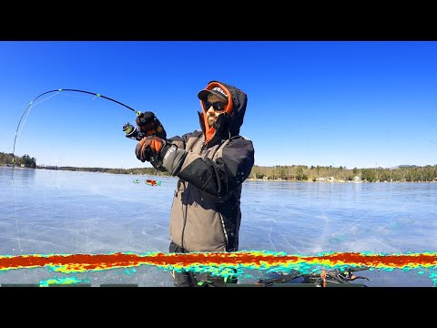 EPIC!!! Ice Fishing for Lake Trout with LIVESCOPE Plus - Lake Winnipesaukee