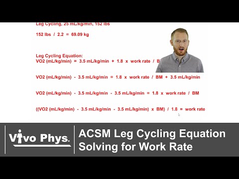 ACSM Leg Cycling Equation Solving for Work Rate