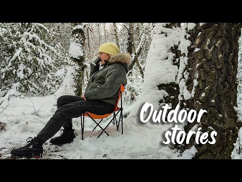 SNOW CAPPUCCINO on fire. A walk in the WINTER FOREST. ASMR no talking