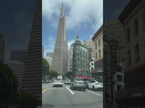 Transamerica Pyramid skyscraper & historic copper-green Sentinel Building in San Francisco!