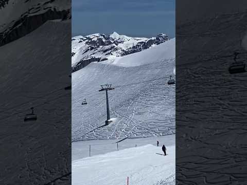 View of Titlis Glacier, Ice Flyer Chairlift & Communication Tower from Klein Titlis in Swiss Alps!