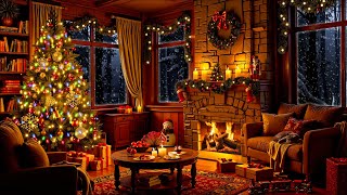 Warm Christmas Ambience with Jazz Relaxing Music 🎁 Christmas Jazz &  Fireplace Sounds