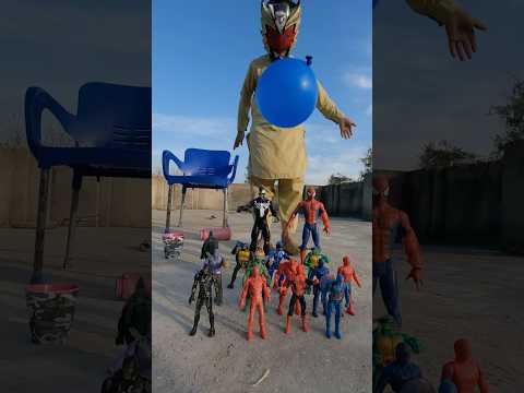 Power ranger drops gaint water balloon on all avengers venom trex and sirenhead