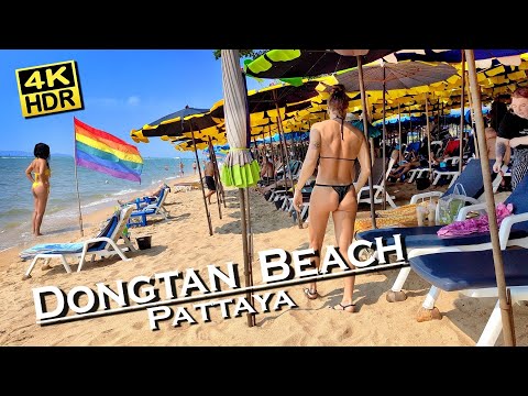 Pattaya Dongtan Beach Walk Chon Buri  4K 60fps HDR  Dolby Atmos 💖 Walking Tour 👀 Thailand 🇹🇭