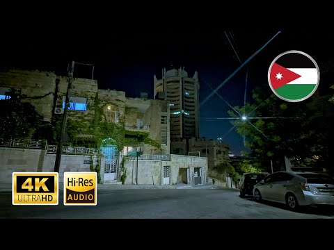 Serene Summer Nights Ambiance - Walking Tour in Jabal Amman (2024) (4K)