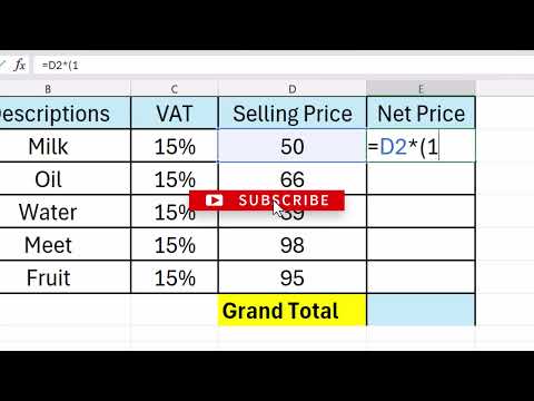 How to calculate VAT in excel   calculate VAT in excel   value added tax