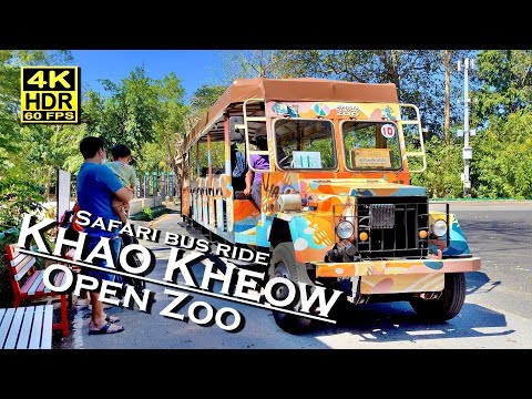 Khao Kheow Open Zoo  in 4K 60fps HDR (UHD) Dolby Atmos 💖 African safari bus ride 👀 Thailand 🇹🇭