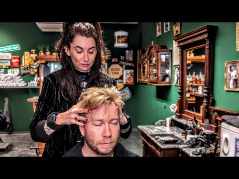 Ultimate ASMR Relaxation: Lady Barber Sarah do a Soothing massage and haircut🇦🇹