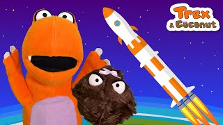 Space Rocket Adventure 🚀  | Kids' Songs | Dinosaur Puppet Show | Trex and Coconut