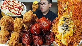 누구나 좋아하는조합!ㅋ 🔥콘치즈불닭볶음면과 🍗황금올리브닭다리 먹방 MUKBANG