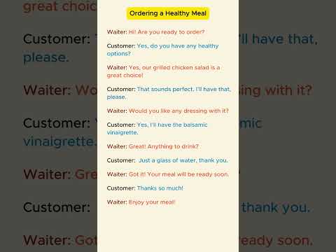 Restaurant conversation in English - Ordering a Healthy Meal. #shorts