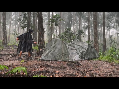 A Bad Rainstorm Camping!! Very Long Super Rain in My Solo Camping