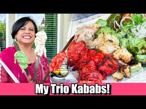 Outdoor Grill Par Trio Kababs! 3 Classic Masalas! Special Raita and Salad Recipe in Urdu Hindi - RKK