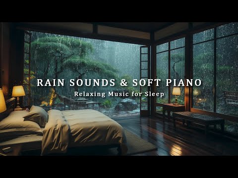 Warm Bedroom with Rain Sounds Falling Outside the Forest - Relaxing Music for Deep Sleep, Meditation