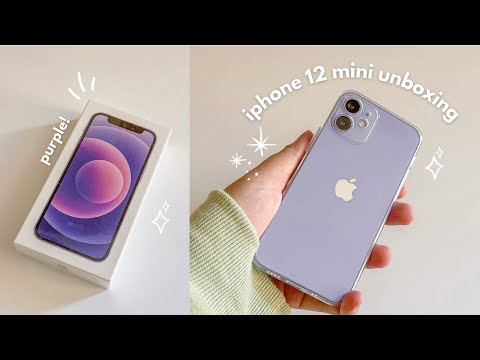 💜 unboxing iphone 12 mini purple in 2023 | phone cases try on !