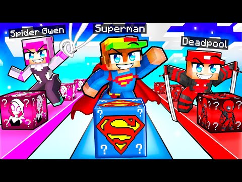 Playing a SUPERHERO LUCKY BLOCK STAIRCASE RACE In Minecraft!