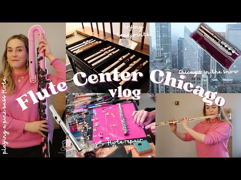 visiting the new Flute Center in Chicago 🎶 trying headjoints and pink flutes