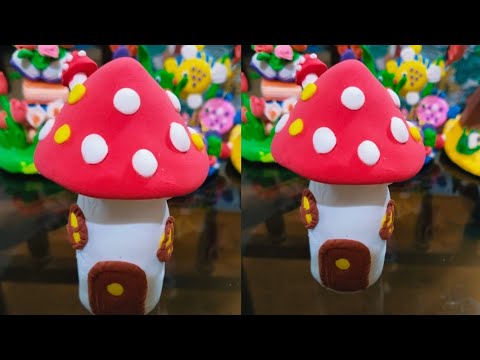 DIY Mini Glass Bottle Transformation into a Cute Mushroom House